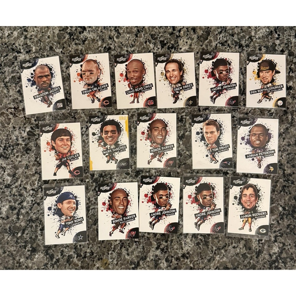 Lot Of 16 - 2010 Score Scorecard Players Big Head SSP; Tom Brady, Cutler, Romo
